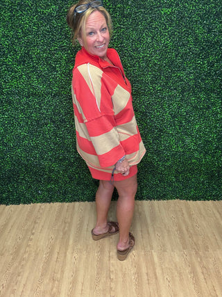 Coral & Sand Striped Short-Stitch & Co