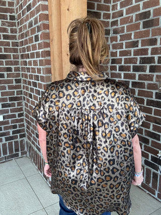 Leopard Button Up Blouse by Jodifl