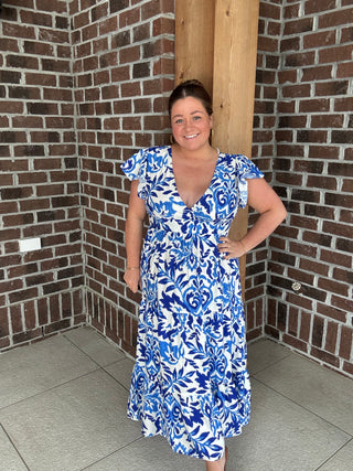 Molly Bracken Blue Printed Maxi Dress