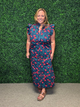 Bold Blooms Button Down Dress
