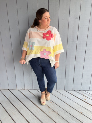 Flowers and Stripes Top