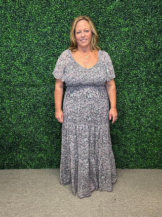 White Birch Floral Smocked Maxi Dress
