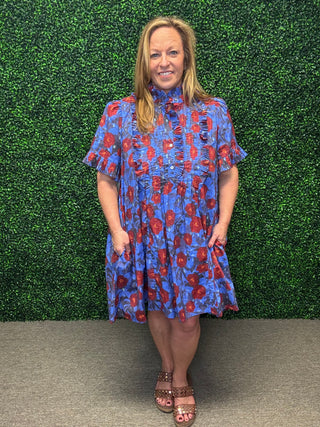 Autumn Bloom Ruffle Mini Dress by Entro