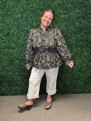 Mixed Floral Peplum Top