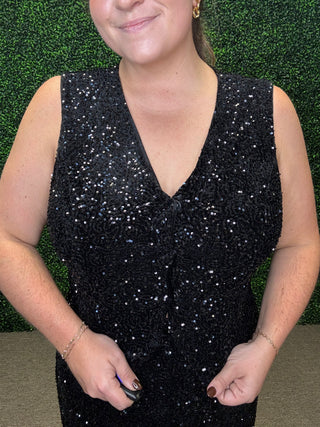 Sequin Black Vest