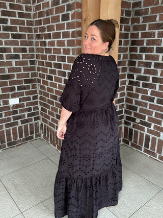 Molly Bracken Black Embroidered Maxi Dress