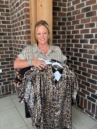Leopard Button Up Blouse by Jodifl