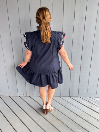Ruffled Scallop Sleeve Dress