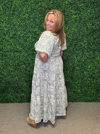 She + Sky Slate Blue Floral Maxi