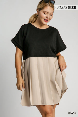 Pleated Skirt Mini Dress