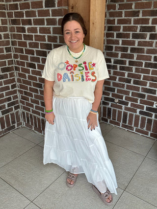 Molly Bracken White Tiered Maxi Skirt