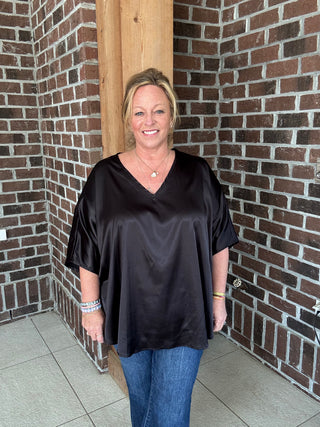 Adrienne Black Luxe Dolman Top