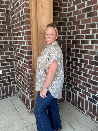 Leopard Button Up Blouse by Jodifl