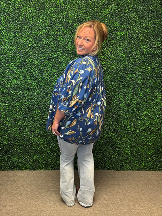 Blue Floral Trendy Blouse