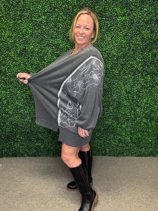 Ribbed Floral Sided Tunic