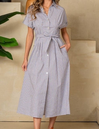 Stripes of Elegance Shirt Dress