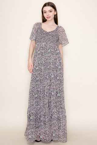 White Birch Floral Smocked Maxi Dress