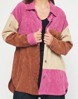Colorblock Cord Shacket *Final Sale*