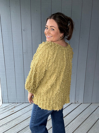 Easel Olive Textured  Blouse FINAL SALE