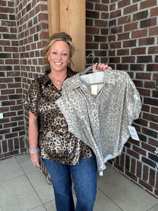 Leopard Button Up Blouse by Jodifl