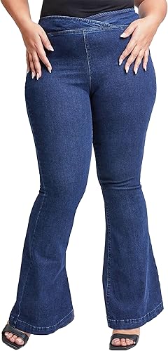 YMI V-Front Pull On Denim Flare-Plus Only