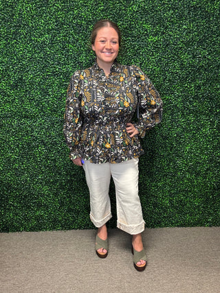 Mixed Floral Peplum Top