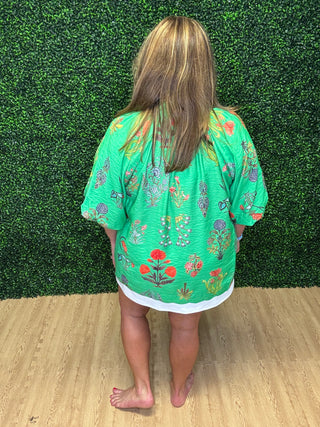 Umgee Floral Encyclopedia Print Blouse