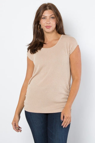 Raised Rib Side Shirred Top