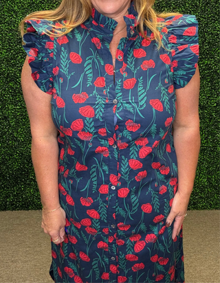 Bold Blooms Button Down Dress