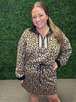 Leopard Printed Half Zip