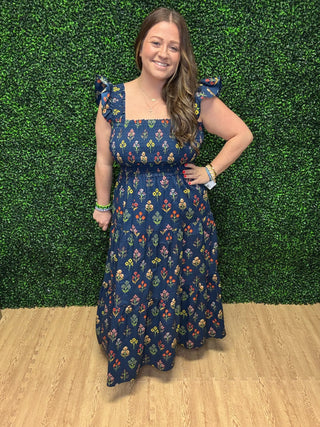 Entro Navy Smocked Sundress