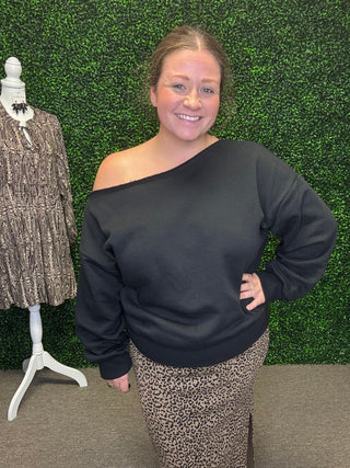 French Terry Off Shoulder Sweatshirt