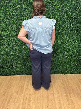 Oddi Light Denim Woven Top