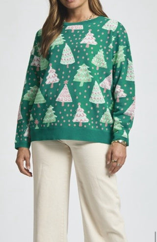 Dear Scarlett Christmas Trees Sweater