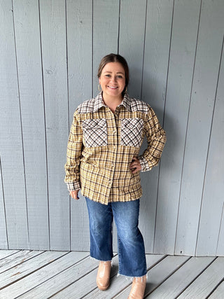 Plaid Colorblock Shacket