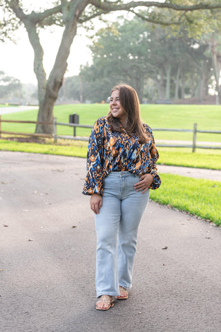 Easel Abstract Button Down Blouse
