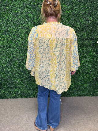 Botanical Embroidered Chiffon Shirt