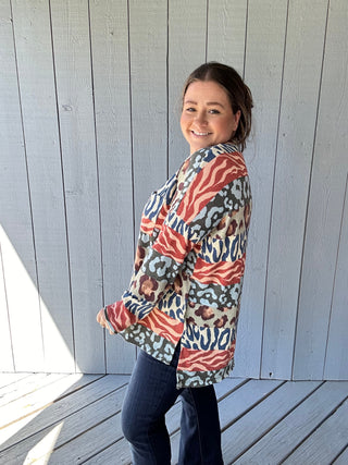Animal Stripe Sweater Top
