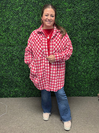 Pink & Red Plaid Shacket