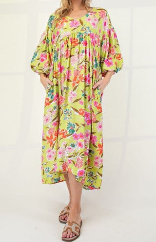 Easel Printed Peach Blossom Maxi Dress