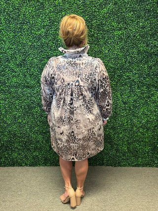 Adrienne Animal Print Velvet Dress