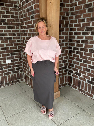 White Birch Stretch Midi Skirt