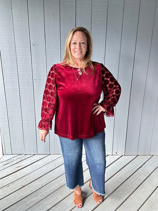 Lace Polka Dot  & Velvet Top
