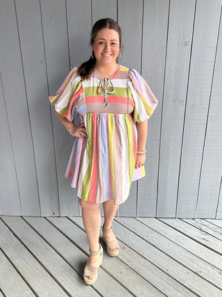 Colorful Stripes Mini Dress