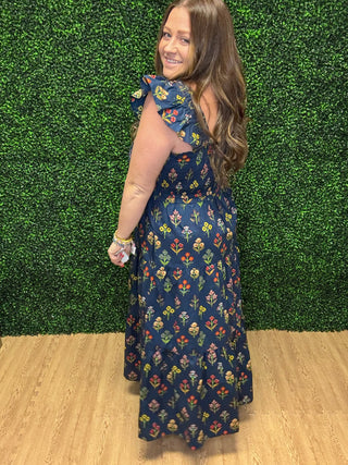 Entro Navy Smocked Sundress