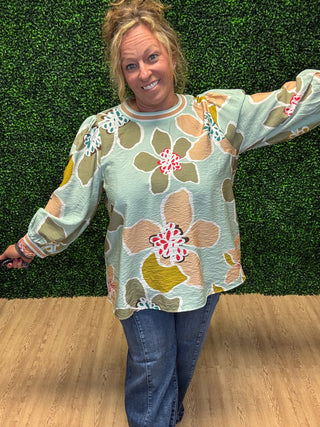 Oddi Floral Texture Pullover