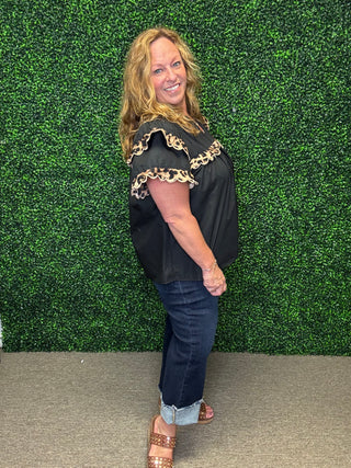 Wild Chic Scallop Trim Blouse