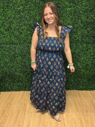 Entro Navy Smocked Sundress