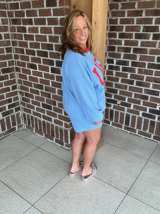 Tres Bien Blue Waffle Knit Drawstring Shorts