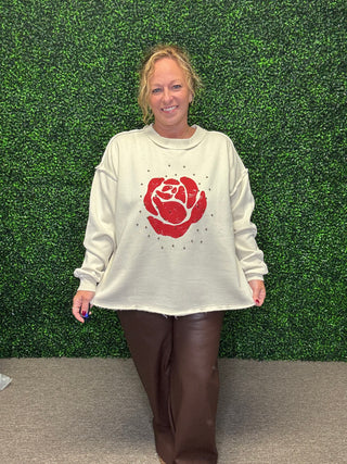 Easel Rose Studded Sweatshirt